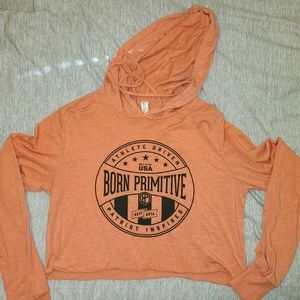 Born primative athlete driven pink crop tshirt hoodie